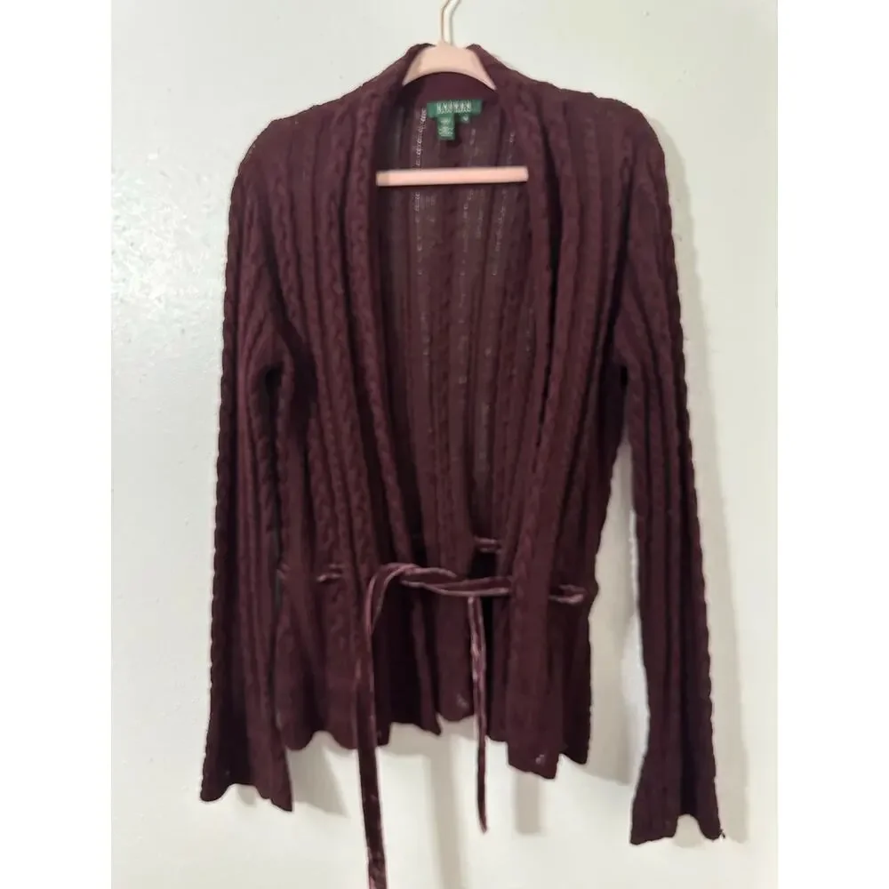 Lauren Ralph Lauren cable knit cardigan M - Picture 2 of 8